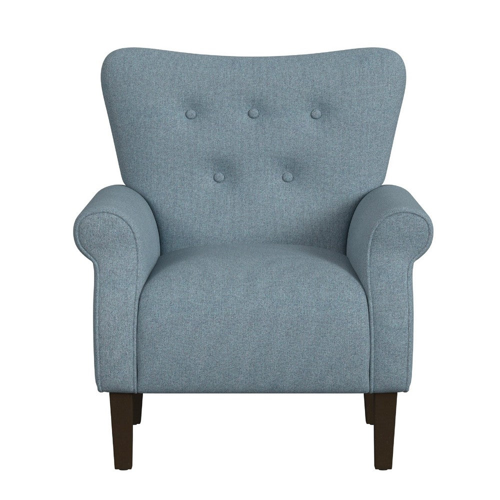 Mowo Accent Armchair, Classic Button Tufted Back, Blue Woven Fabric -BM334113