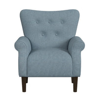 Mowo Accent Armchair, Classic Button Tufted Back, Blue Woven Fabric -BM334113