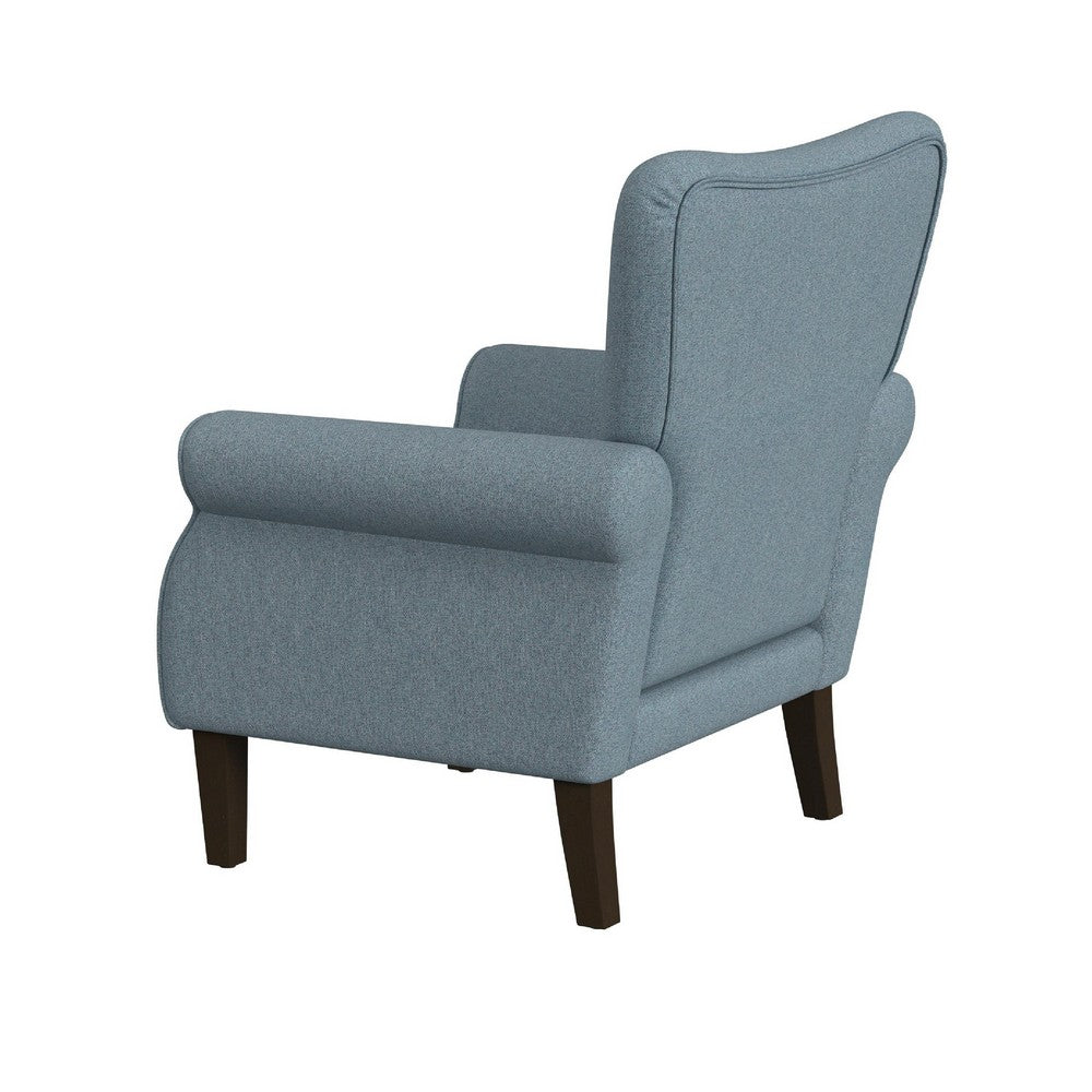 Mowo Accent Armchair, Classic Button Tufted Back, Blue Woven Fabric -BM334113