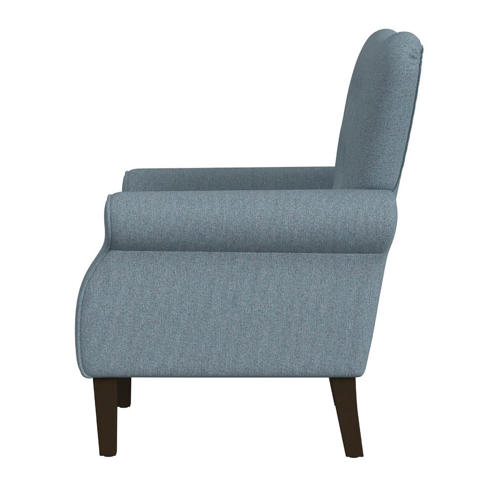 Mowo Accent Armchair, Classic Button Tufted Back, Blue Woven Fabric -BM334113