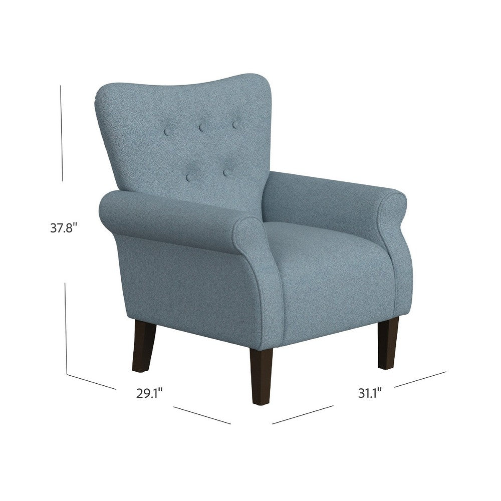 Mowo Accent Armchair, Classic Button Tufted Back, Blue Woven Fabric -BM334113