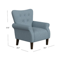 Mowo Accent Armchair, Classic Button Tufted Back, Blue Woven Fabric -BM334113
