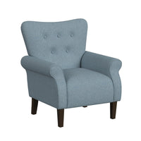 Mowo Accent Armchair, Classic Button Tufted Back, Blue Woven Fabric -BM334113