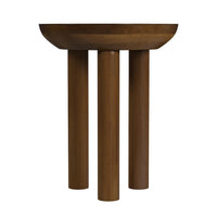 Yiro Side Table, 18 Inch, Dark Brown Mango Wood, Three-Legged Design -BM334119