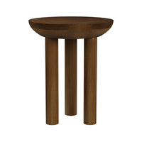 Yiro Side Table, 18 Inch, Dark Brown Mango Wood, Three-Legged Design -BM334119