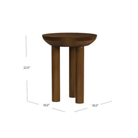 Yiro Side Table, 18 Inch, Dark Brown Mango Wood, Three-Legged Design -BM334119