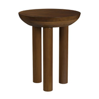 Yiro Side Table, 18 Inch, Dark Brown Mango Wood, Three-Legged Design -BM334119