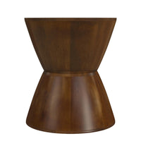 Accent Side Table, 16 Inch Round Brown Mango Wood, Hourglass Design -BM334120