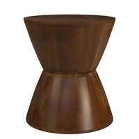 Accent Side Table, 16 Inch Round Brown Mango Wood, Hourglass Design -BM334120