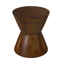 Accent Side Table, 16 Inch Round Brown Mango Wood, Hourglass Design -BM334120