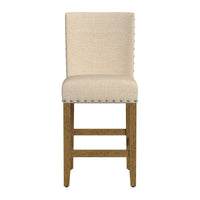 Siem Counter Stool Chair, Brown Beige Polyester Seat, Nailhead Trim -BM334128
