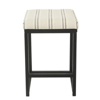 Toko Backless Counter Stool, White Striped Polyester, Industrial Black -BM334133