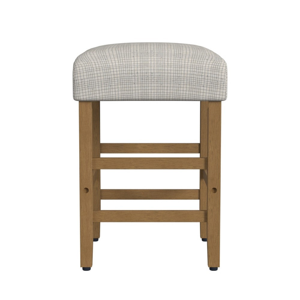 Mola Backless Counter Height Stool, Cream Green Pattern, Honey Brown -BM334138