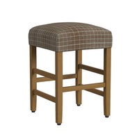 Mola Backless Counter Height Stool, Window Pane Pattern Seat, Brown -BM334139