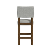 Bowo Counter Stool Chair, Gray Woven Fabric, Brown Hardwood Legs -BM334143