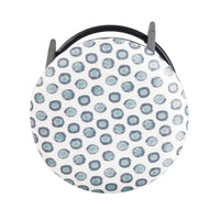 Nion Backless Counter Height Stool, Black Metal, White Medallion Print -BM334147