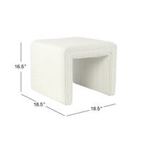 Ada Footstool Ottoman, Channel Tufted Cream White Boucle, 19 Inch -BM334157
