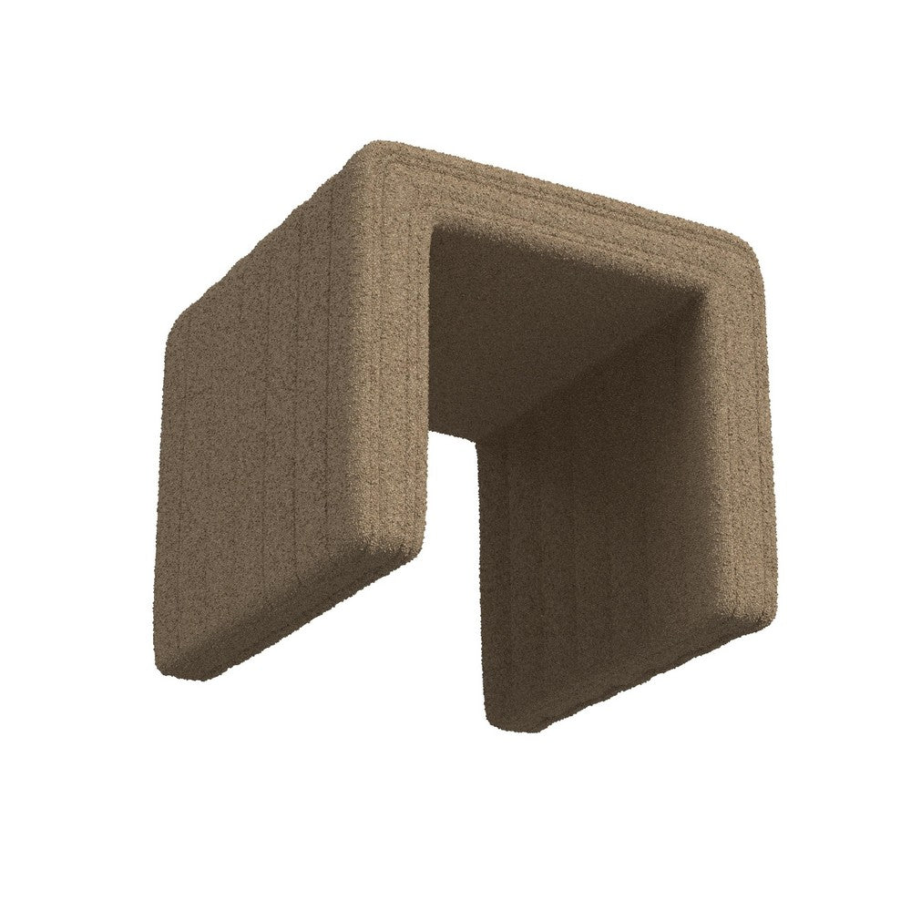 Ada Footstool Ottoman, Channel Tufted Taupe Brown Boucle, 19 Inch -BM334158