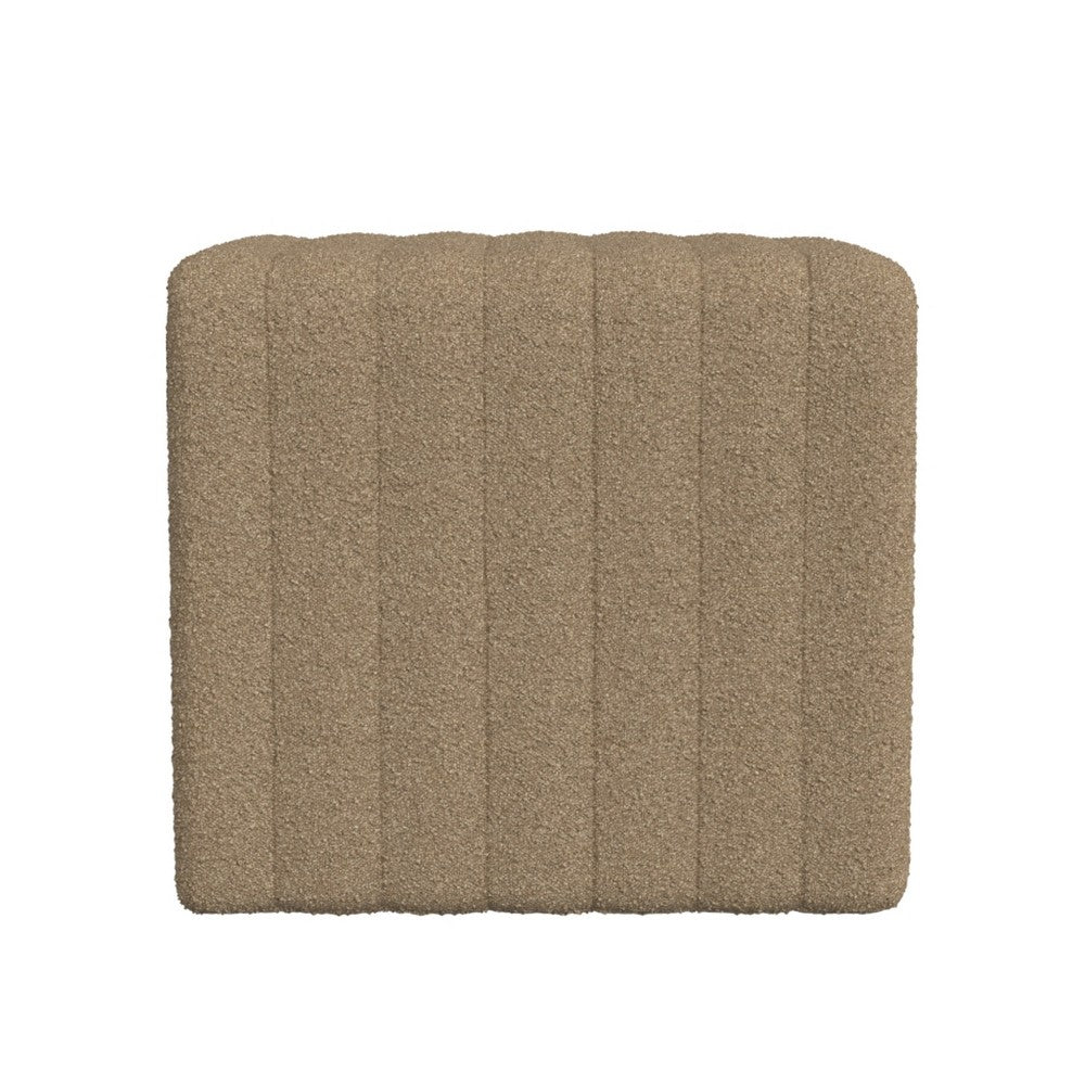 Ada Footstool Ottoman, Channel Tufted Taupe Brown Boucle, 19 Inch -BM334158