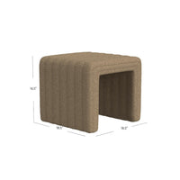Ada Footstool Ottoman, Channel Tufted Taupe Brown Boucle, 19 Inch -BM334158