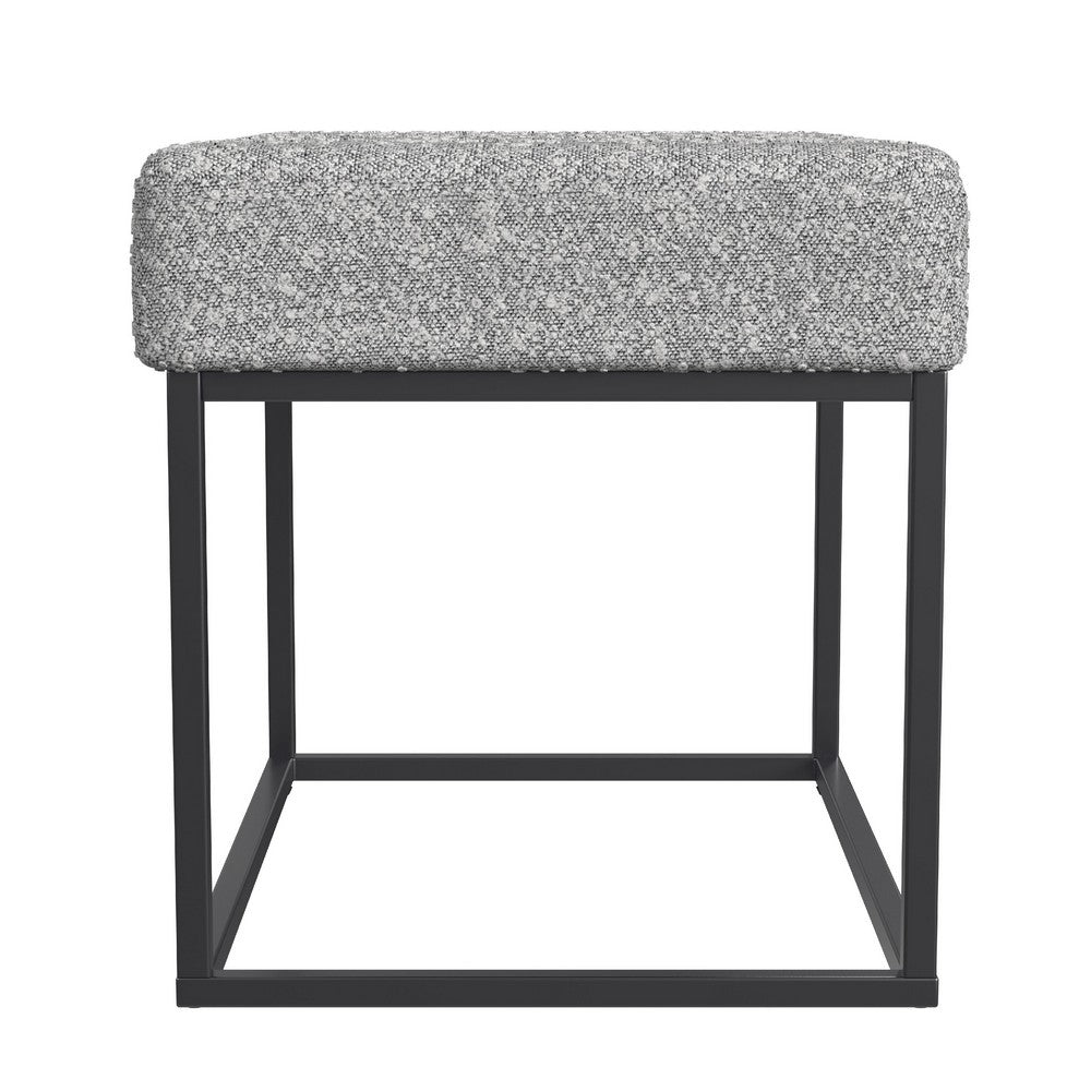 Kai Ottoman Footstool, Heather Gray Yarn Cream Boucle, Black, 22 Inch -BM334170