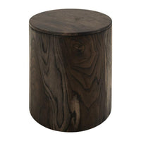 Eray Chairside End Table, Drum Design, Teak Black Mango Wood 18 Inch -BM334239
