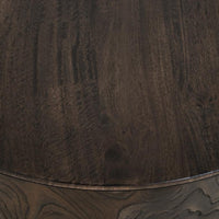 Eray Chairside End Table, Drum Design, Teak Black Mango Wood 18 Inch -BM334239