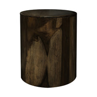 Eray Chairside End Table, Drum Design, Teak Black Mango Wood 18 Inch -BM334239