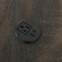 Eray Writing Desk, 2 Drawers, USB Ports, Teak, Black Wood 60 Inch -BM334240