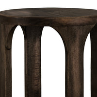 Eray Chairside Table with Shelf, Round Open Frame, Black Teak, 18 Inch -BM334250