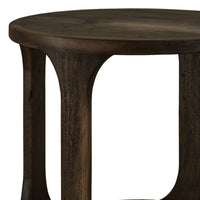 Eray Side End Table, 1 Shelf, Round Open Frame, Black Teak, 26 Inch -BM334251