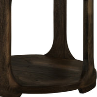 Eray Side End Table, 1 Shelf, Round Open Frame, Black Teak, 26 Inch -BM334251
