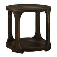 Eray Side End Table, 1 Shelf, Round Open Frame, Black Teak, 26 Inch -BM334251