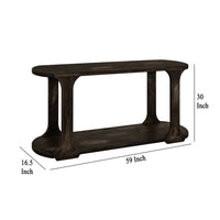 Eray Sofa Console Table, 1 Shelf, Oblong Frame, Black Teak, 59 Inch -BM334252