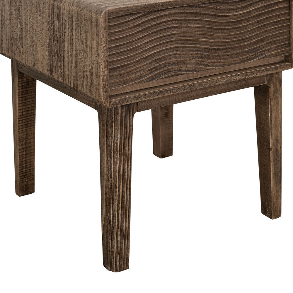 Oly Side End Table, 1 Drawer, Rustic Natural Brown Melina Wood 23 Inch -BM334261
