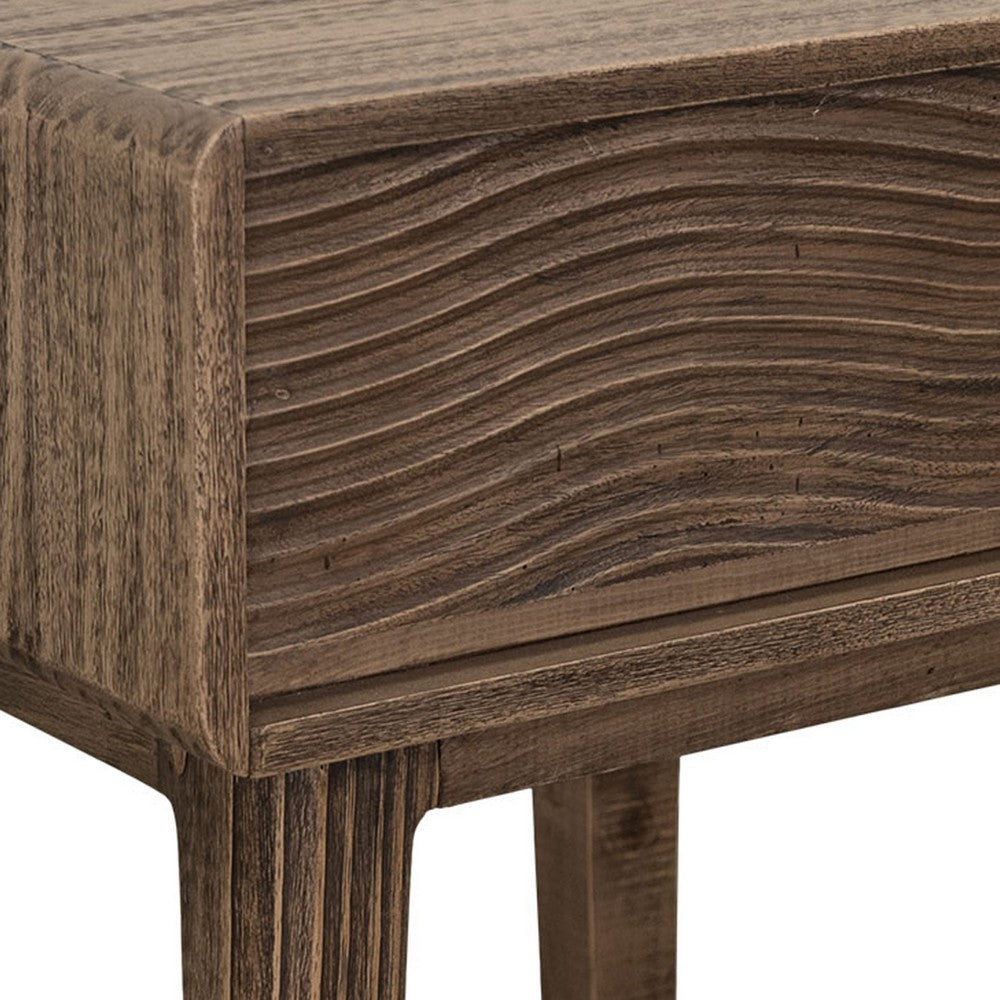 Oly Side End Table, 1 Drawer, Rustic Natural Brown Melina Wood 23 Inch -BM334261