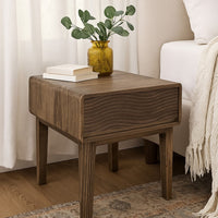 Oly Side End Table, 1 Drawer, Rustic Natural Brown Melina Wood 23 Inch -BM334261