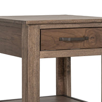 Tacey Side End Table, 1 Drawer 1 Shelf, Rustic Peanut Brown, 23 Inch -BM334269