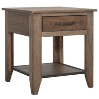 Tacey Side End Table, 1 Drawer 1 Shelf, Rustic Peanut Brown, 23 Inch -BM334269