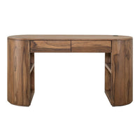 Eray Office Desk, 2 Drawers, Almond Barrel Brown Mango Wood, 60 Inch -BM334287