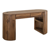 Eray Office Desk, 2 Drawers, Almond Barrel Brown Mango Wood, 60 Inch -BM334287