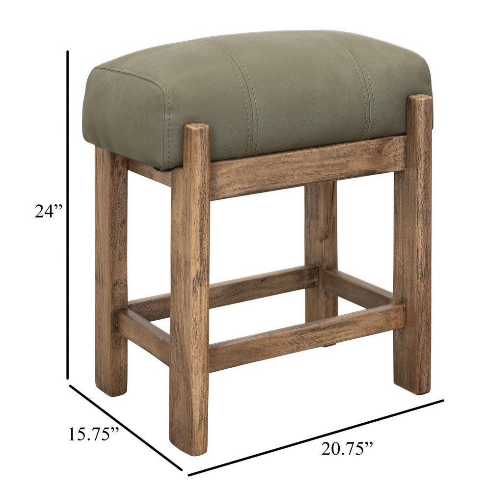 Eray Counter Stool, Almond, Barrel Brown, Olive Green Faux Leather -BM334291