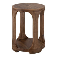 Eray Chairside Table, Shelf, Almond Barrel Brown Mango Wood, 18 Inch -BM334294