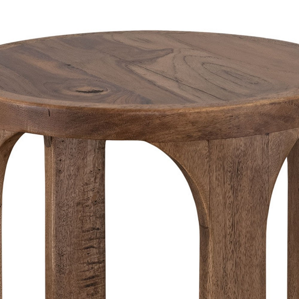 Eray Chairside Table, Shelf, Almond Barrel Brown Mango Wood, 18 Inch -BM334294