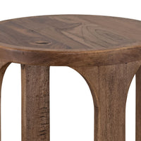 Eray Chairside Table, Shelf, Almond Barrel Brown Mango Wood, 18 Inch -BM334294