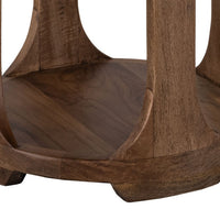 Eray Chairside Table, Shelf, Almond Barrel Brown Mango Wood, 18 Inch -BM334294