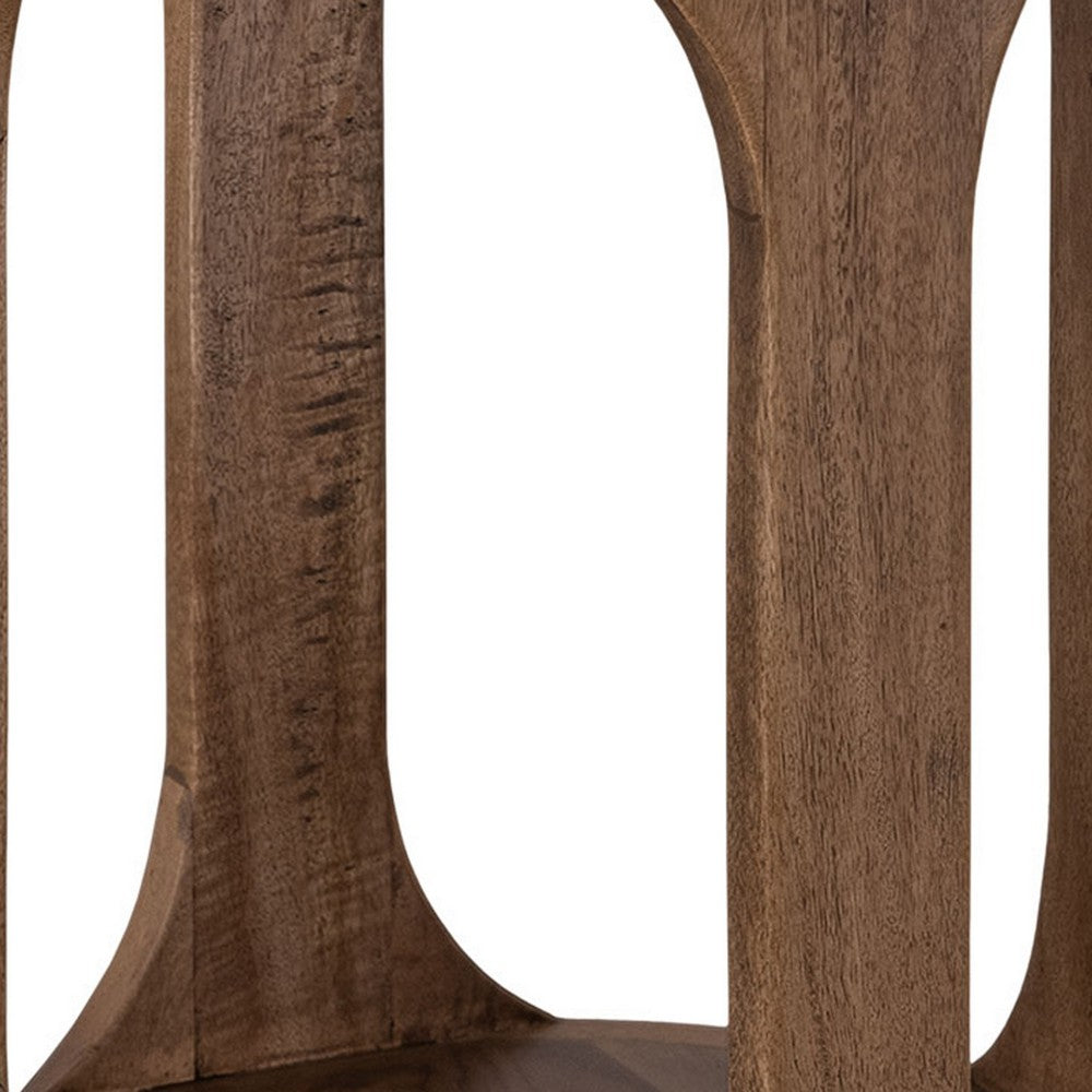 Eray Chairside Table, Shelf, Almond Barrel Brown Mango Wood, 18 Inch -BM334294