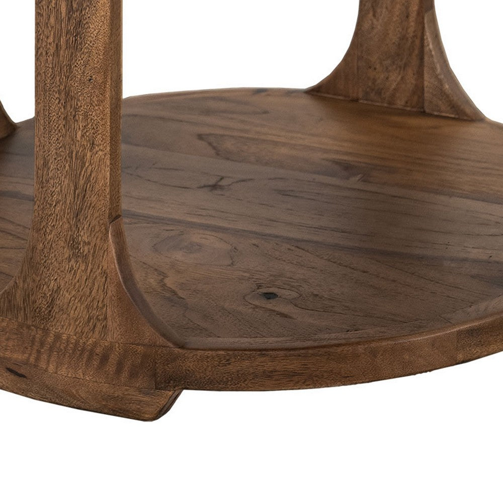 Eray Side End Table, 1 Shelf, Almond Barrel Brown Mango Wood, 26 Inch -BM334295