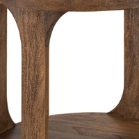 Eray Side End Table, 1 Shelf, Almond Barrel Brown Mango Wood, 26 Inch -BM334295