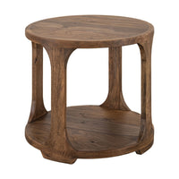 Eray Side End Table, 1 Shelf, Almond Barrel Brown Mango Wood, 26 Inch -BM334295